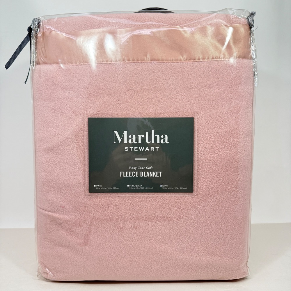 Martha Stewart Collection Easy Care Soft Fleece Blanket King Size Pink 108 x 90